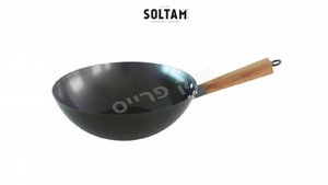 מחבת ווק סולתם קרבון סטיל 9.5*30 ס"מ ידיות עץ מחבת ווק סולתם קרבון סטיל 9.5*30 ס"מ ידיות עץ