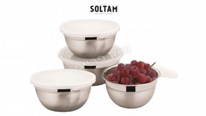 Mix&Whisk קסט 4 קערות ערבול נירוסטה עם מכסה לבן Mix&Whisk קסט 4 קערות ערבול נירוסטה עם מכסה לבן